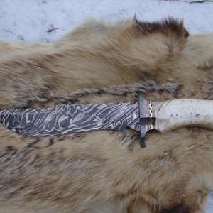 Take Down Damascus Bowie Musk Ox handle