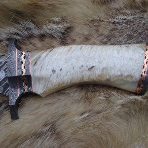 Take Down Damascus Bowie Musk Ox handle