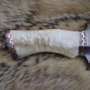 Take Down Damascus Bowie Musk Ox handle