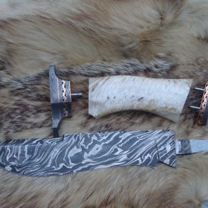 Take Down Damascus Bowie Musk Ox handle