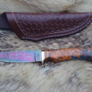 Box Elder Burl Dragon Skin Damascus File Worked Blade