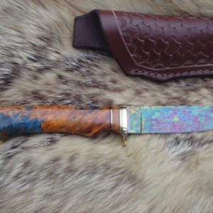 Box Elder Burl Dragon Skin Damascus File Worked Blade