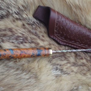 Box Elder Burl Dragon Skin Damascus File Worked Blade