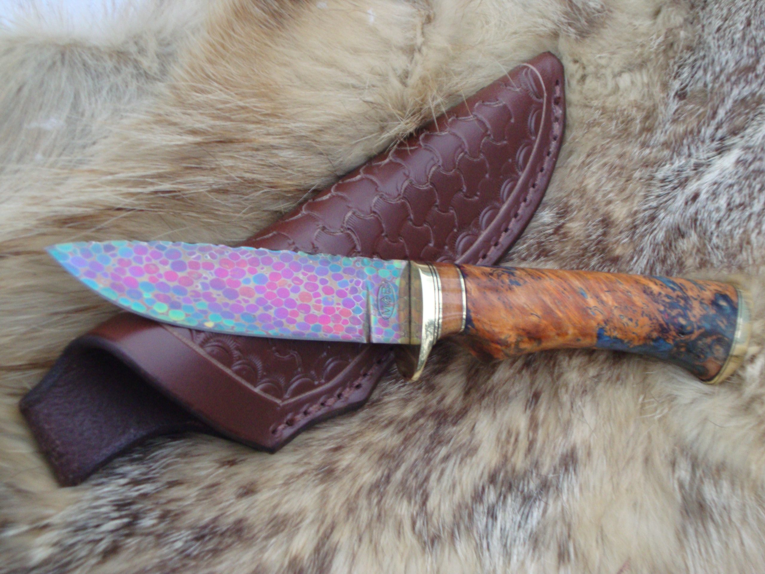 Box Elder Burl Dragon Skin Damascus File Worked Blade