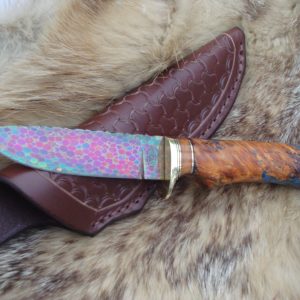 Box Elder Burl Dragon Skin Damascus File Worked Blade