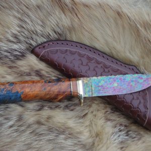 Box Elder Burl Dragon Skin Damascus File Worked Blade