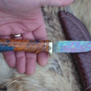 Box Elder Burl Dragon Skin Damascus File Worked Blade