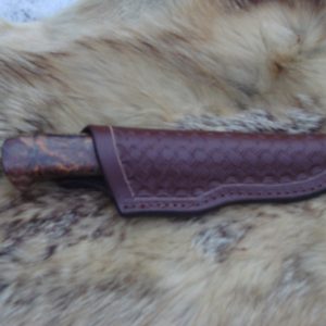 Black Ash Burl Twist Damascus Blade Hunting Knife