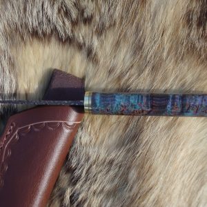 Black ash Burl Handle Fracture Damascus Blade Hunting Knife File Worked Blade