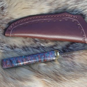 Black ash Burl Handle Fracture Damascus Blade Hunting Knife File Worked Blade