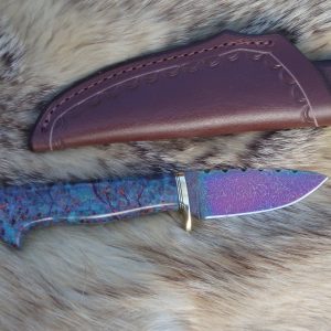 Black ash Burl Handle Fracture Damascus Blade Hunting Knife File Worked Blade