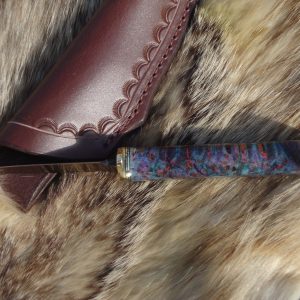 Black ash Burl Handle Fracture Damascus Blade Hunting Knife File Worked Blade