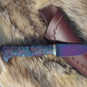 Black ash Burl Handle Fracture Damascus Blade Hunting Knife File Worked Blade