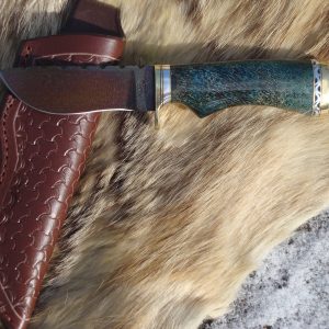 Fracture Damascus Blade Giraffe Bone Marrow In Resin Handle File Worked Blade Hunter