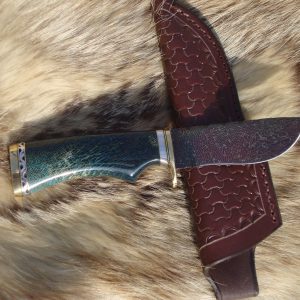 Fracture Damascus Blade Giraffe Bone Marrow In Resin Handle File Worked Blade Hunter