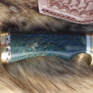 Fracture Damascus Blade Giraffe Bone Marrow In Resin Handle File Worked Blade Hunter