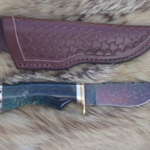 Fracture Damascus Blade Giraffe Bone Marrow In Resin Handle File Worked Blade Hunter