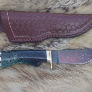 Fracture Damascus Blade Giraffe Bone Marrow In Resin Handle File Worked Blade Hunter