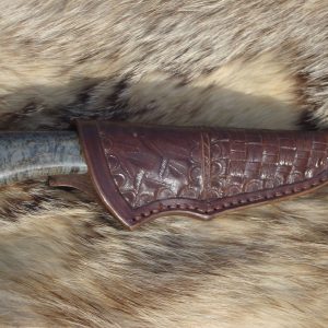 Mosaic Damascus Blade Black Ash Burl Handle Hunter File Worked Blade