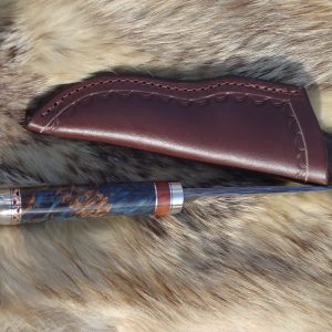 52100 and 1095 Damascus Blade Hunter English Chestnut Burl Wood Handle