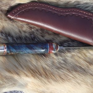 52100 and 1095 Damascus Blade Hunter English Chestnut Burl Wood Handle