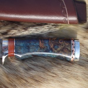 52100 and 1095 Damascus Blade Hunter English Chestnut Burl Wood Handle