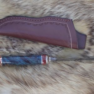 52100 and 1095 Damascus Blade Hunter English Chestnut Burl Wood Handle